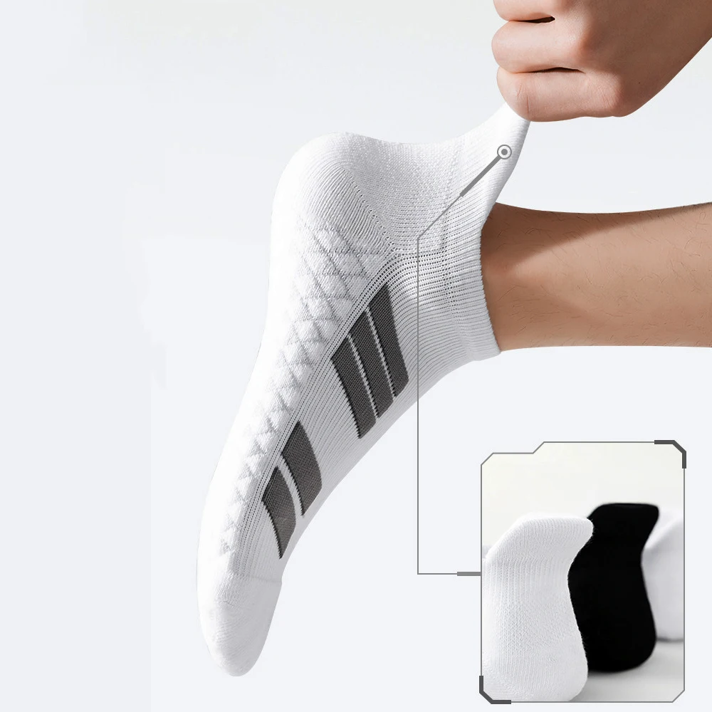 10Pairs Black Low Cut Sports Socks Unisex Breathable Sweat Absorbing Running Basketball Leisure Towel Bottom Socks for Men And W view 6