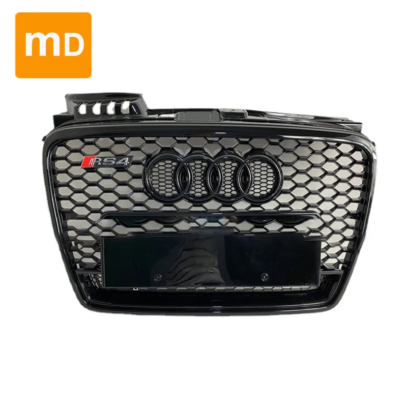 Glossy Black Honeycomb Radiator Grilles For 2005-2008 Audi A4 Modification RS4 Bumpers Body Kit Car Accessories Guard