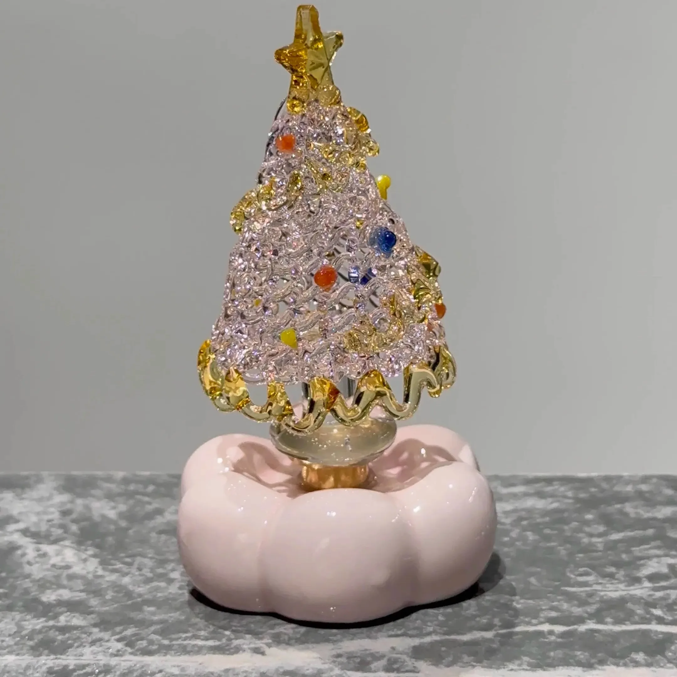 Glass Christmas Tree Burning Rotating Glazed Ornaments Christmas Gifts, Decorations