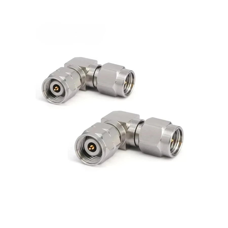 High Frequency Millimeter Wave RF Adapter 2.92mm Male to 2.4mm Male Right Angle Stainless Steel DC-40GHz