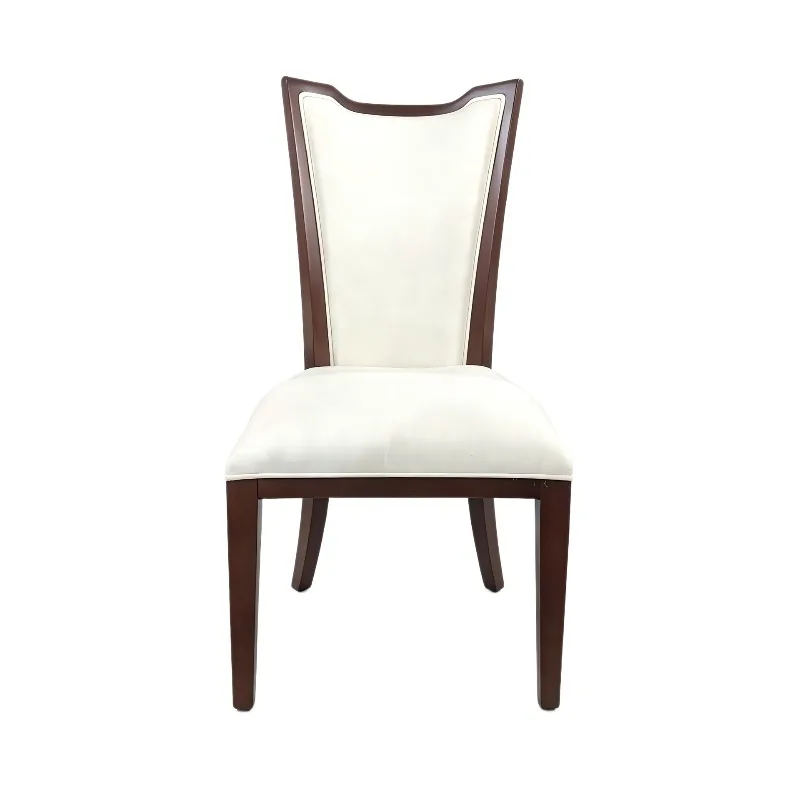 American light luxury solid wood dining chair, high-end soft bag back chair, home hotel restaurant furniture beige curved chair