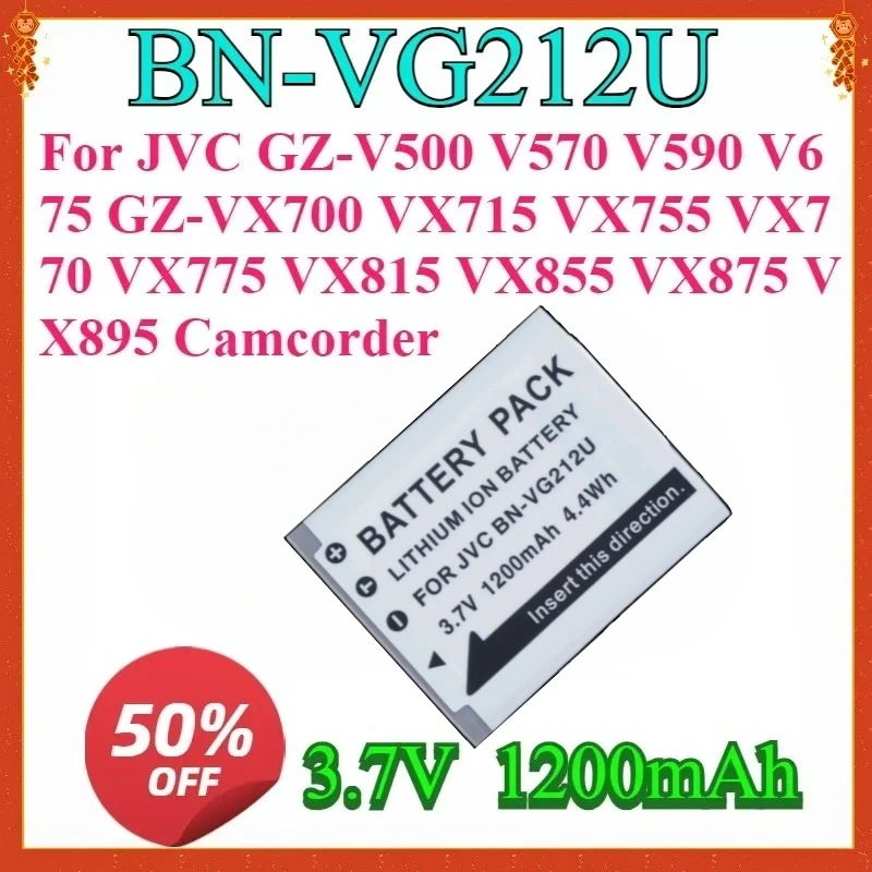 

For JVC GZ-V500 V570 V590 V675 GZ-VX700 VX715 VX755 VX770 VX775 VX815 VX855 VX875 VX895 Camcorder For BN-VG212 BN-VG212U Battery