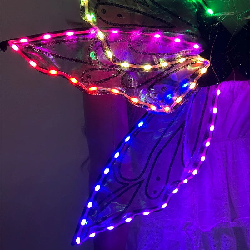 Nowatorski prezent: skrzydła LED wróżki dla dziewczynki, skrzydła motyla LED, strój do tańca, świecące skrzydła anioła, kostium na występy sceniczne.