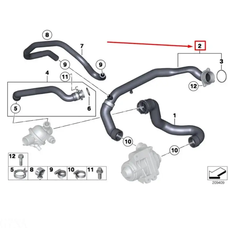 

G7NA Car Coolant Hose 11537599234 for F12 F01 F07 F10 F18 F06 Replacement Automotive Part Accessories Coolant Hose Pipe