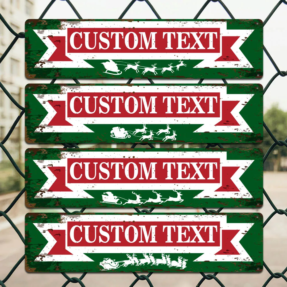 1pc Personalized Christmas Custom Metal Street Sign Customizable Outdoor Custom Text Metal Signs Wall Art, Vintage Metal