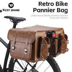 WEST BIKING Retro Bicycle Carrier Bag 20L Rear Rack Bike Trunk Bag Luggage Pannier MTB Rear Seat Double Side Cycling Accessories