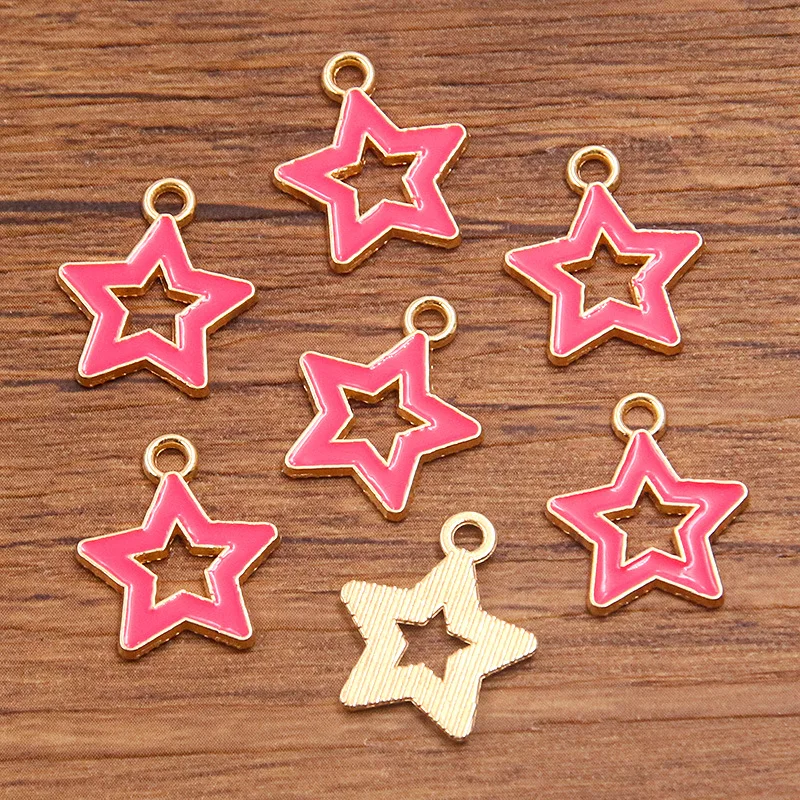 20 Stück/Lot Metall-Emaille-Anhänger mit kleinen niedlichen Sternen für DIY-Armbänder, Halsketten, Ohrringe, Schmuckherstellung, Materialien und Zubehör – Detail 4