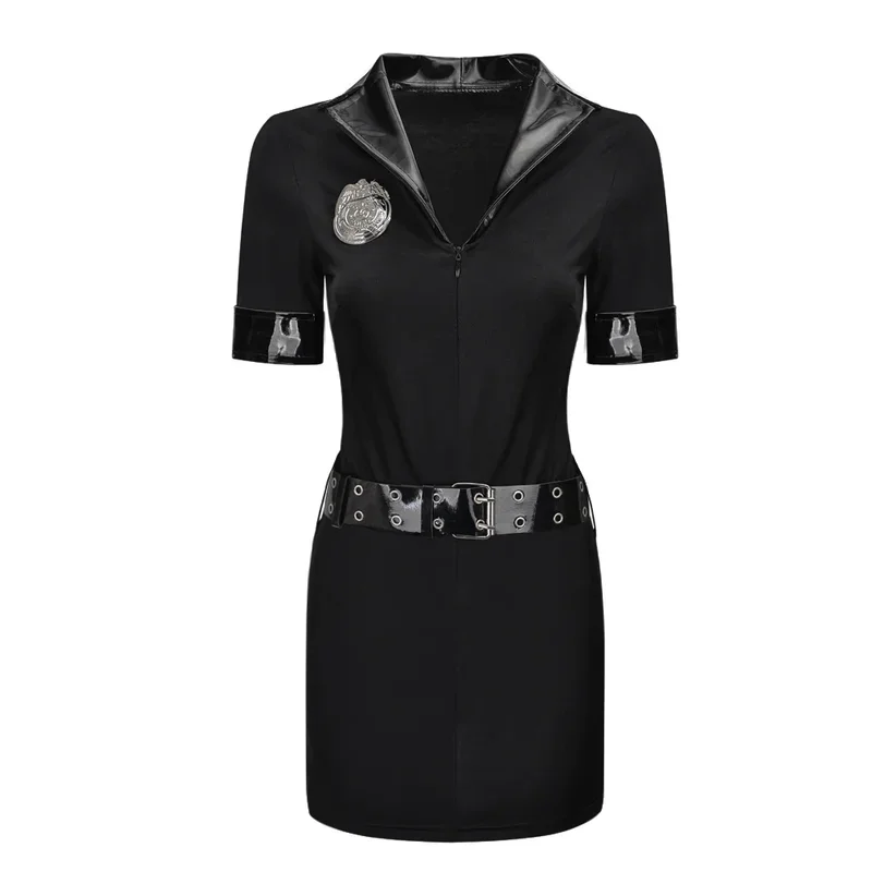 S-XXXL venda quente mulher sexy traje da polícia adulto policial oficial justaiyan halloween policiais cosplay fantasia vestido
