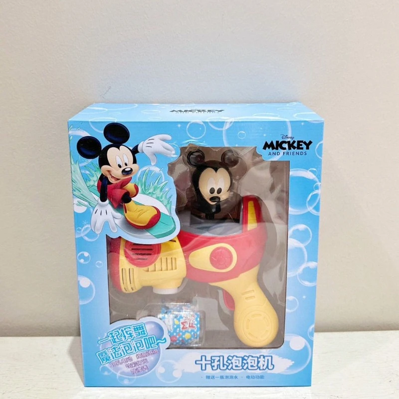 سلسلة ديزني ميكي ميني للأولاد والبنات لطيفة وبسيطة ورائعة بتصميم إبداعي كرتوني محمول باليد لعبة مسدس فقاعات كهربائي هدية