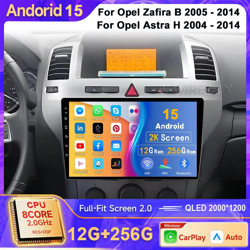 Android 15 para Opel Zafira B 2005 - 2014 para Opel Astra H 2004 - 2014 Auto Radio Estéreo GPS Reproductor Multimedia 4G NO 2DIN DVD
