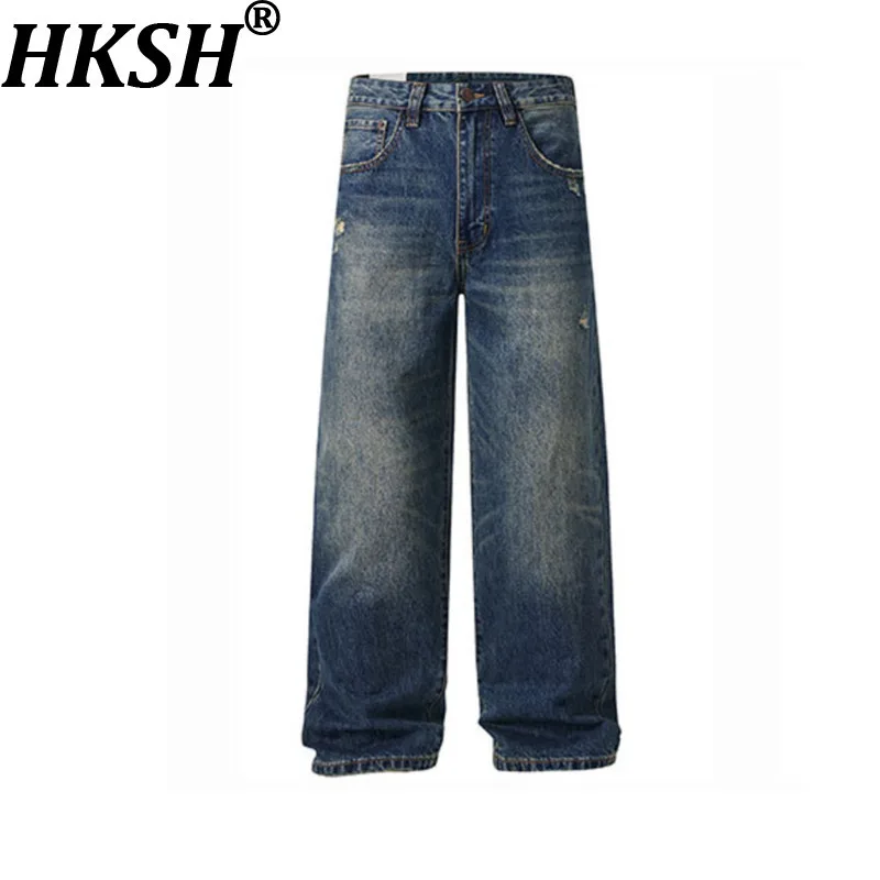 

HKSH Spring Autumn New Men's Trend Vintage Youthful Straight Jeans Chic Loose Wide-Leg Casual Punk Daily Y2K Denim Pants HK11430