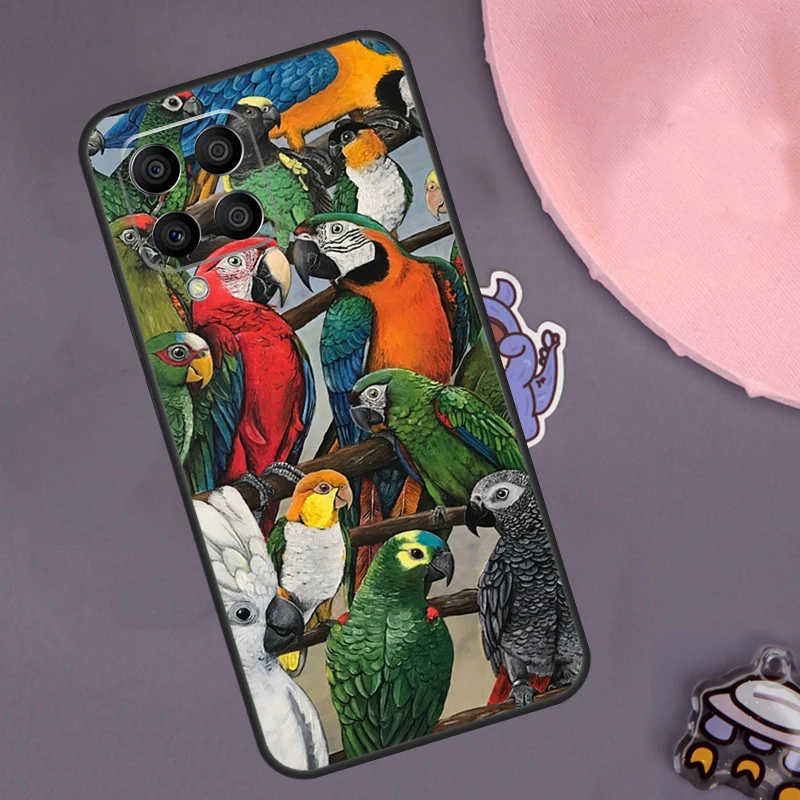 Animal Parrot Birds Case For Samsung Galaxy M23 M33 M53 M13 M12 M32 M52 M55 M14 M34 M54 M20 M51 M21 M30s M31s