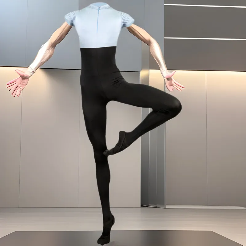 

Customized Ballet Dance Costume Men's Tight Fitting Jumpsuit Stepping Socks Clothing Performance Short Sleeved Practice Chinese