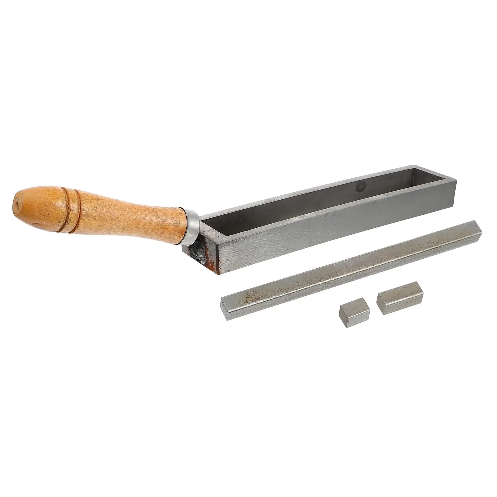 

Wooden Handle Iron Tank Oil Silver Melting Mold Jewelry Metal Mould Gold Refining