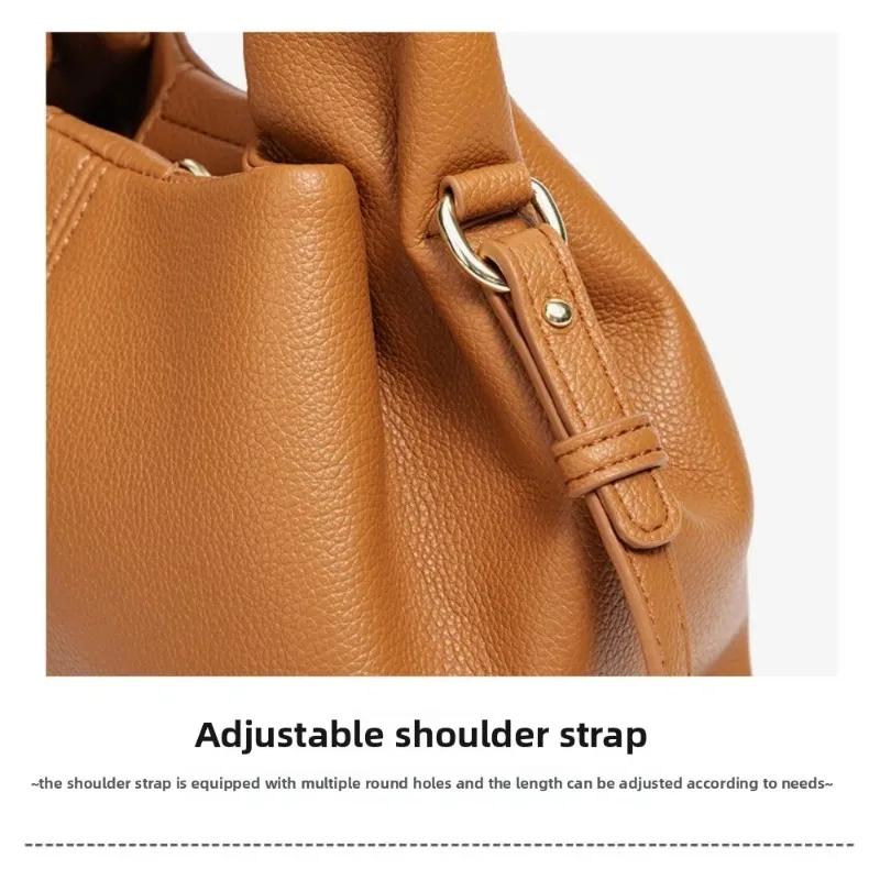 새로운 프랑스 스타일 부드러운 가죽 심플 대용량 핸드백 패셔너블 여성 크로스백 다용도 편안하고 심플함