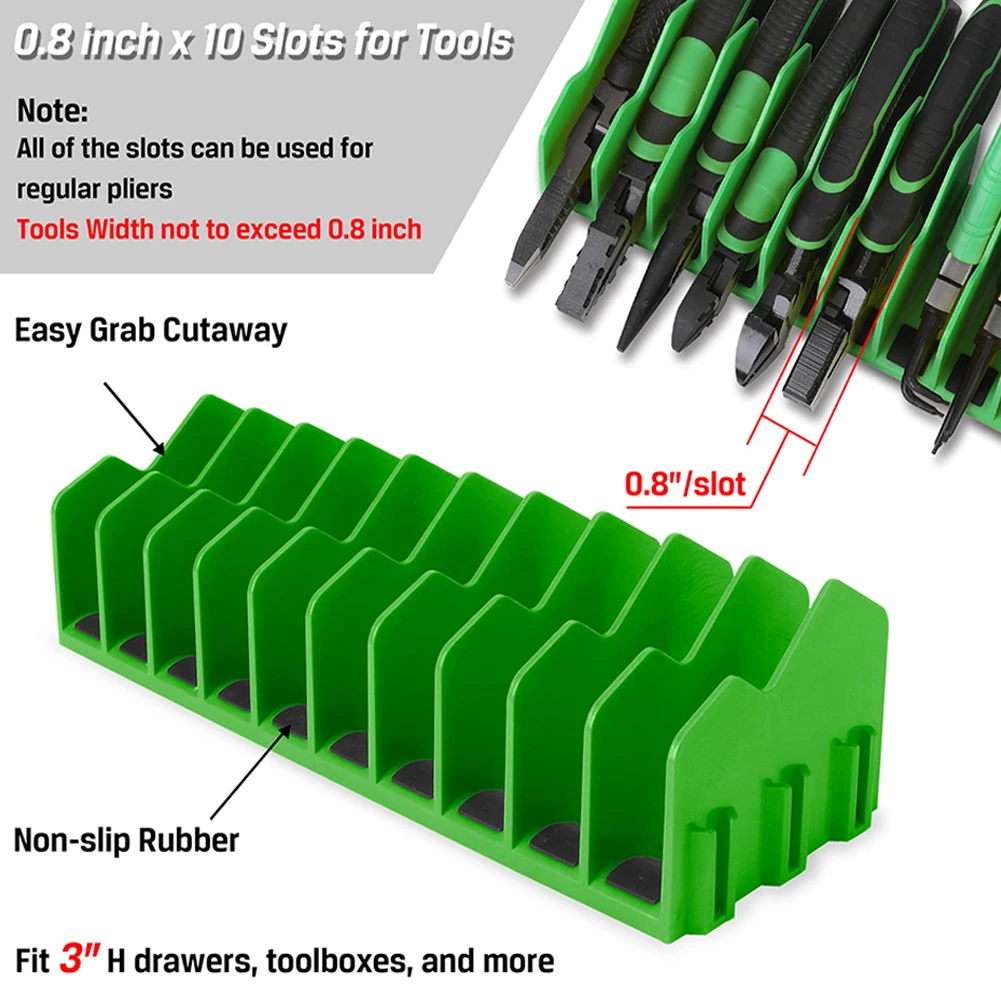 10Slot Pliers Organizer Rack Wrench Organizer Non-Slip Keep Pliers Organized in Tool Drawer Toolbox Widget Tool Storage Shelf