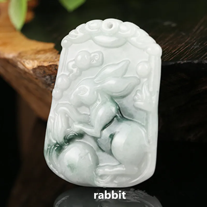 Natural A Cargo Emerald Handmade Carving Monkey Pendant Boutique Jewelry Men's and Female Zodiac Monkey Jade Necklace Matching