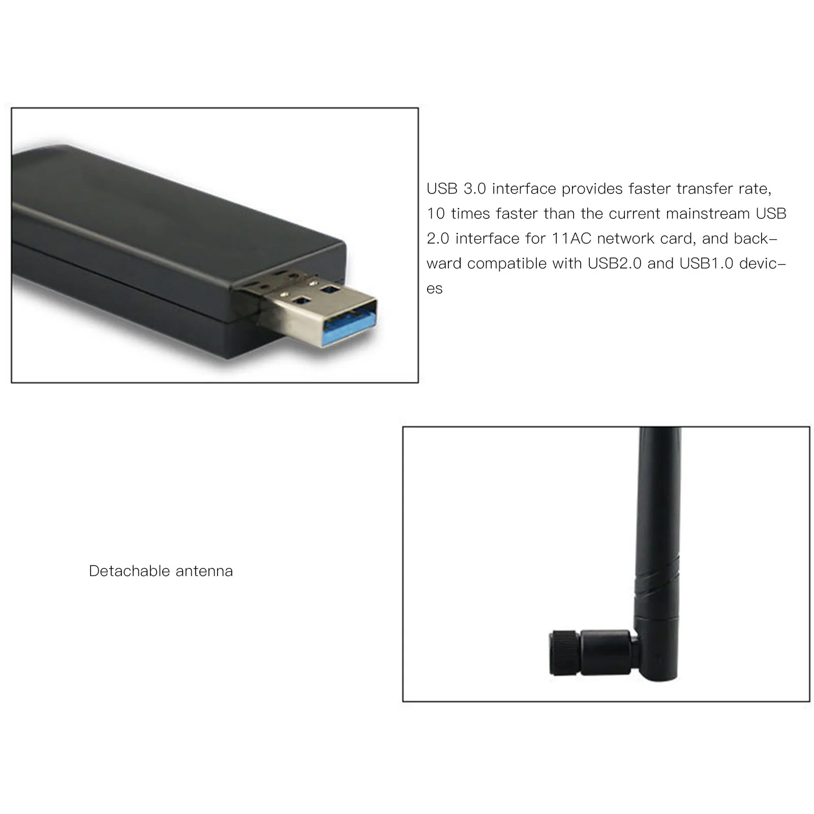 Adaptor WiFi Kartu Jaringan Nirkabel W50L 5DB RTL8812AU 1200M Dual Band USB 3.0 Antarmuka Adaptor WiFi untuk Android untuk Win