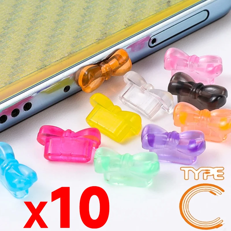 10-1Pcs Type C Dust Plugs for IPhone 15 Pro Max Xiaomi Samsung Mobile Phone Charging Port Stopper Cap Plastic Dustproof Plugs