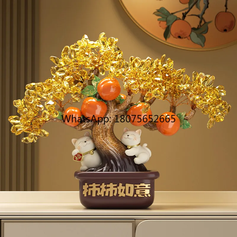 Crystal money tree persimmon ruyi light luxury high-end moving to new home gift