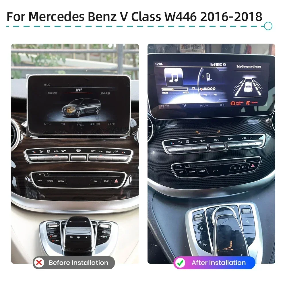 Car Radio Screen Player For Mercedes Benz V Class W446 2016-2018 CarPlay  Android 12 GPS Navigation 4G WiFi Multimedia Player