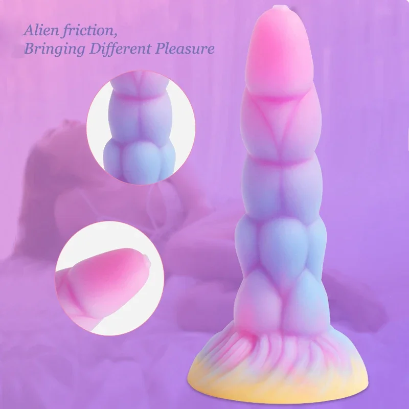 Alien Monster Dildo Glowing Phallus in The Dark Luminous Masturbation Stick Silicone Sex Toy Soft Dildo Anal for Women Lesbian