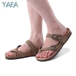 Yaea Women Fashion Kurk Sandalen Outdoor Classic Design Strandsandalen Nieuwe Gezellige Casual House Flats Slippers Met Verstelbare Gesp