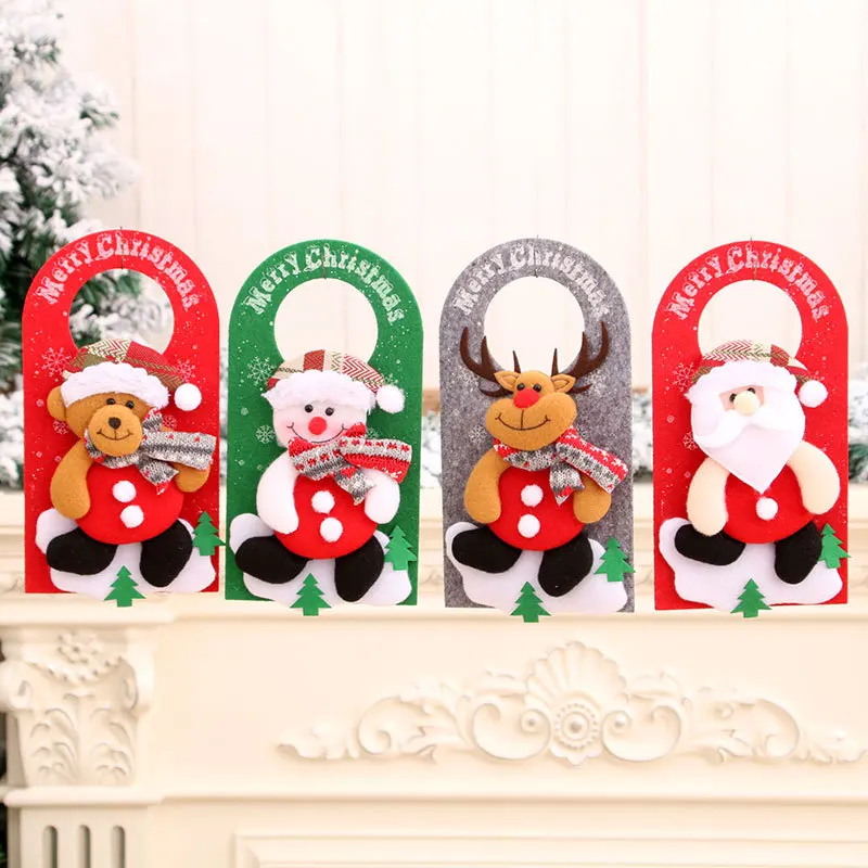 

abric 3D Santa Snowman Door Hanger Adjustable for Handle Xmas Tree Party Holiday Decor Decoration Ornament Xmas Decor