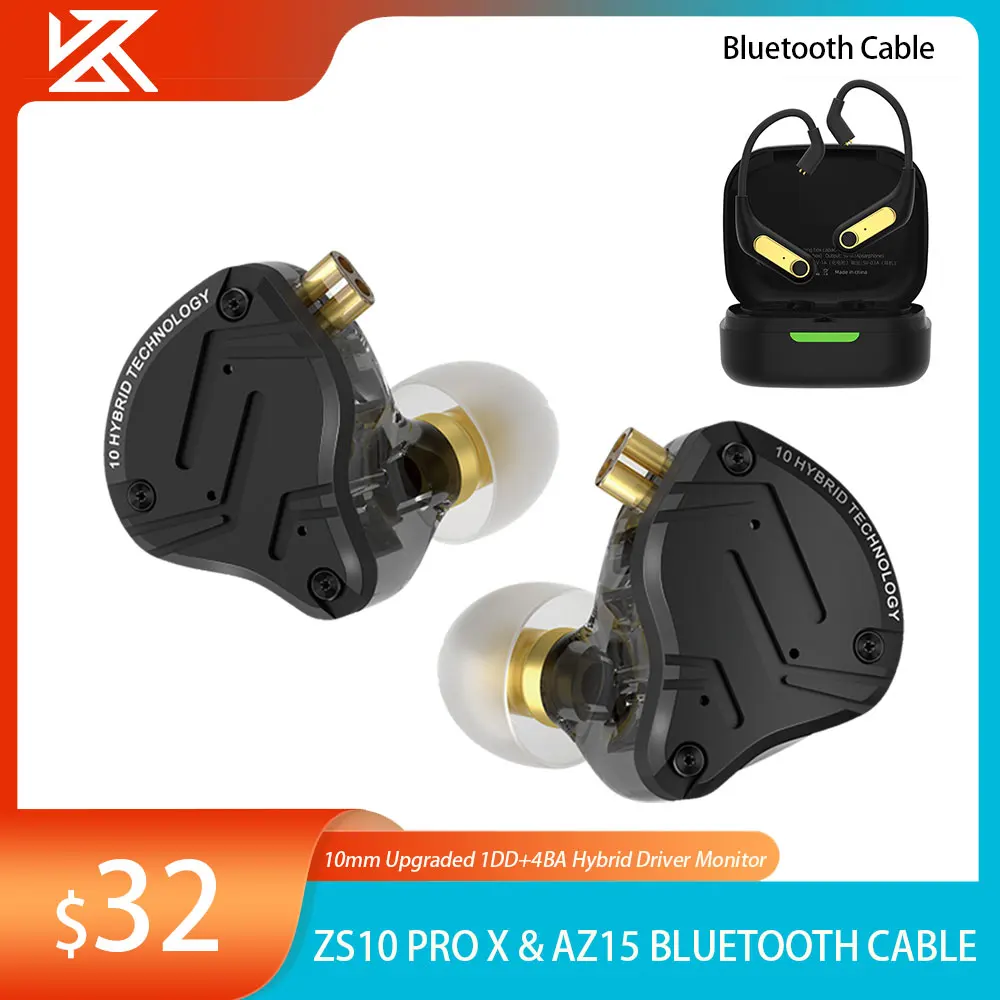 Imagem -02 - Pro x 1dd Mais 4ba Fone de Ouvido com Fio Fone de Ouvido Hifi 10 mm Driver Híbrido Atualizado com 075 mm Cabo Destacável 2pin Kz-zs10