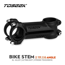 TOSEEK Bicycle Stem 31.8mm Aluminum Bike Mountain Bicycle MTB Road Handlebar Stem Angle 6/17Degrees 60/70/80/90/100/110/120mm