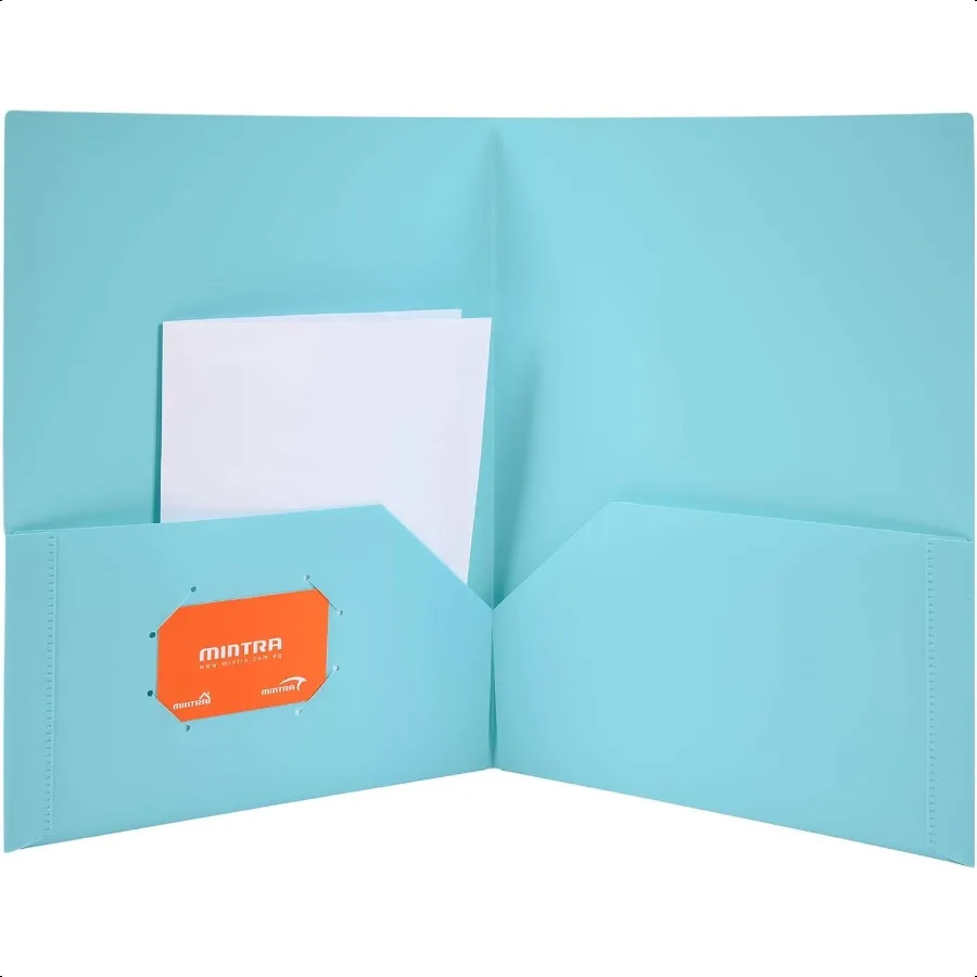 Cartelle tascabili in poli assortite da 8 pezzi in plastica resistente, 2 tasche, durevoli, confezione da 8