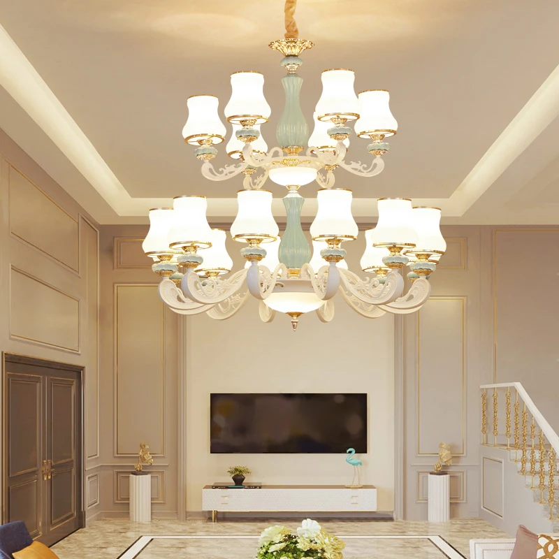 European-Style Duplex Building Villa Living Room Large Chandelier Dust-Proof Hollow Building Hall Light Stairwell Light Fixture