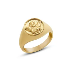 INS Style Unique Angel Little Boy Ring for Women Index Finger Ring Stianless Steel 18K Gold-plated Ring Jewelry
