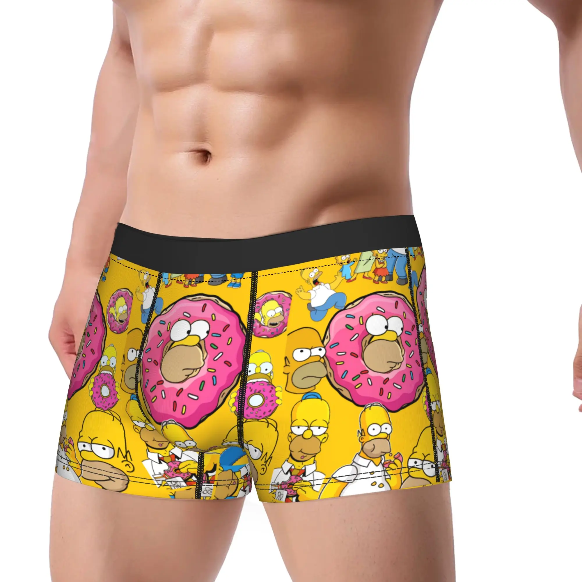 Funny S-Simpsons Donut Theme Collection Underwear  Men Boxer Brief Soft Trend Boxershorts Trenky Printing Plus Size Underpants