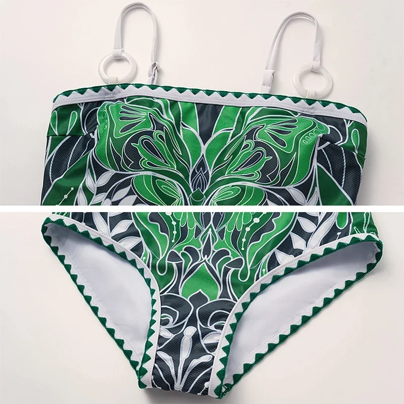 Flaxmaker-Conjunto de Bikini de verano 2025, traje de baño de una pieza con estampado de mariposa Vintage y falda, ropa de playa sin mangas para mujer