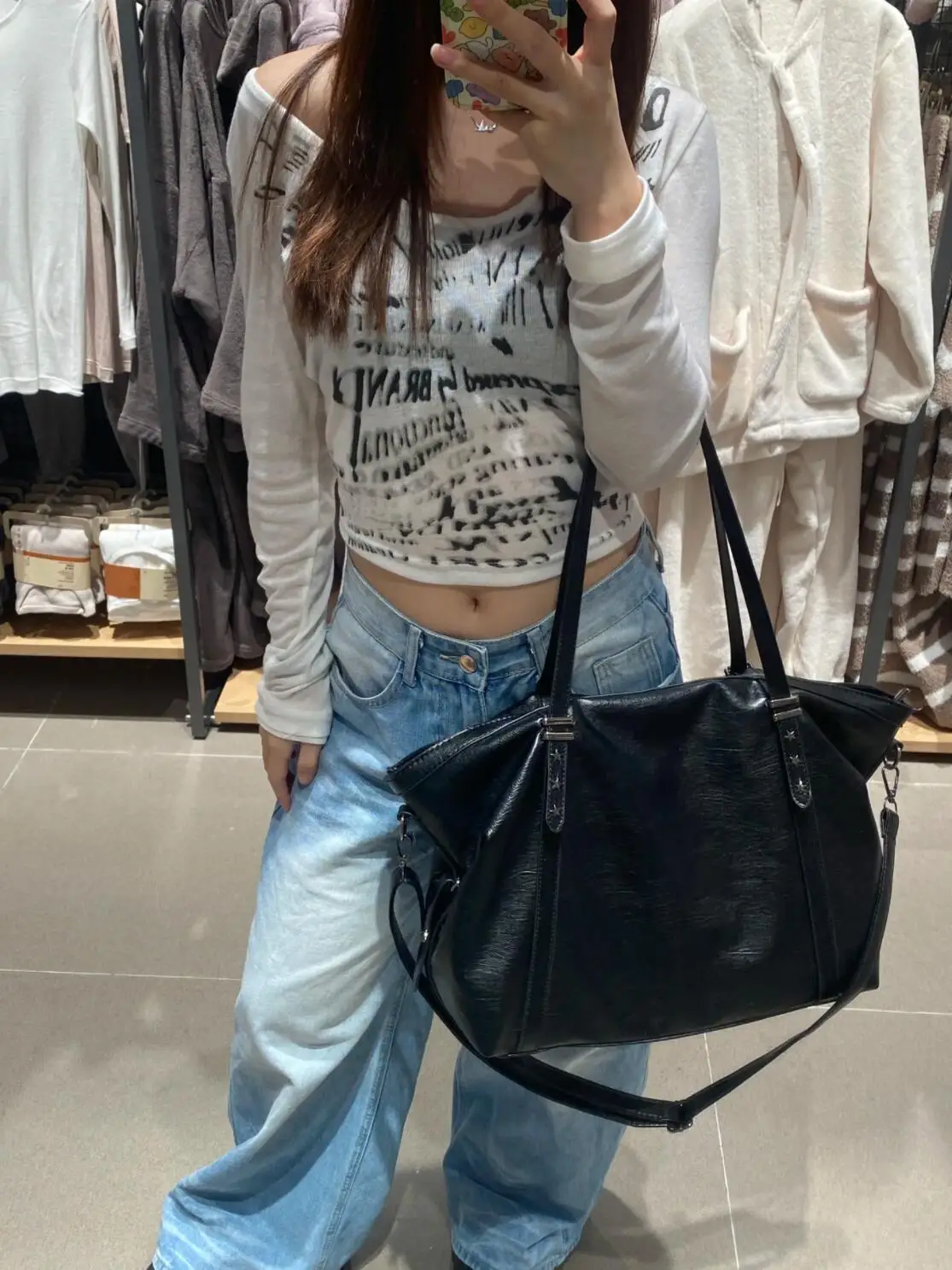 

Autumn Winter Large Capaci Soft Leather Tote Bag Commuter oulder Crossbody Bag for College Students Class Casual Leisure