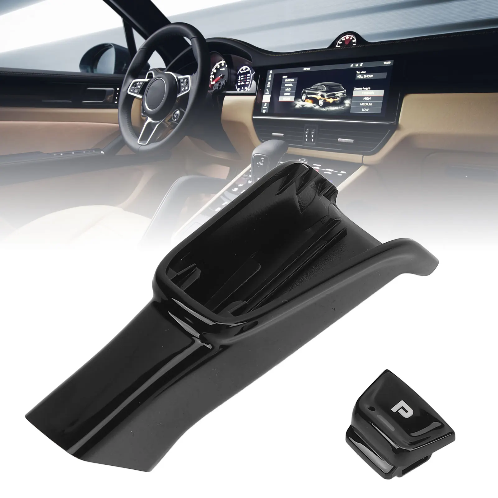 

Car Gear Shift Knob Lever Cover 9Y0713140A Comfortable Grip Gear Shift Knob P Button Cap For PorscheCayenne 2018-2023