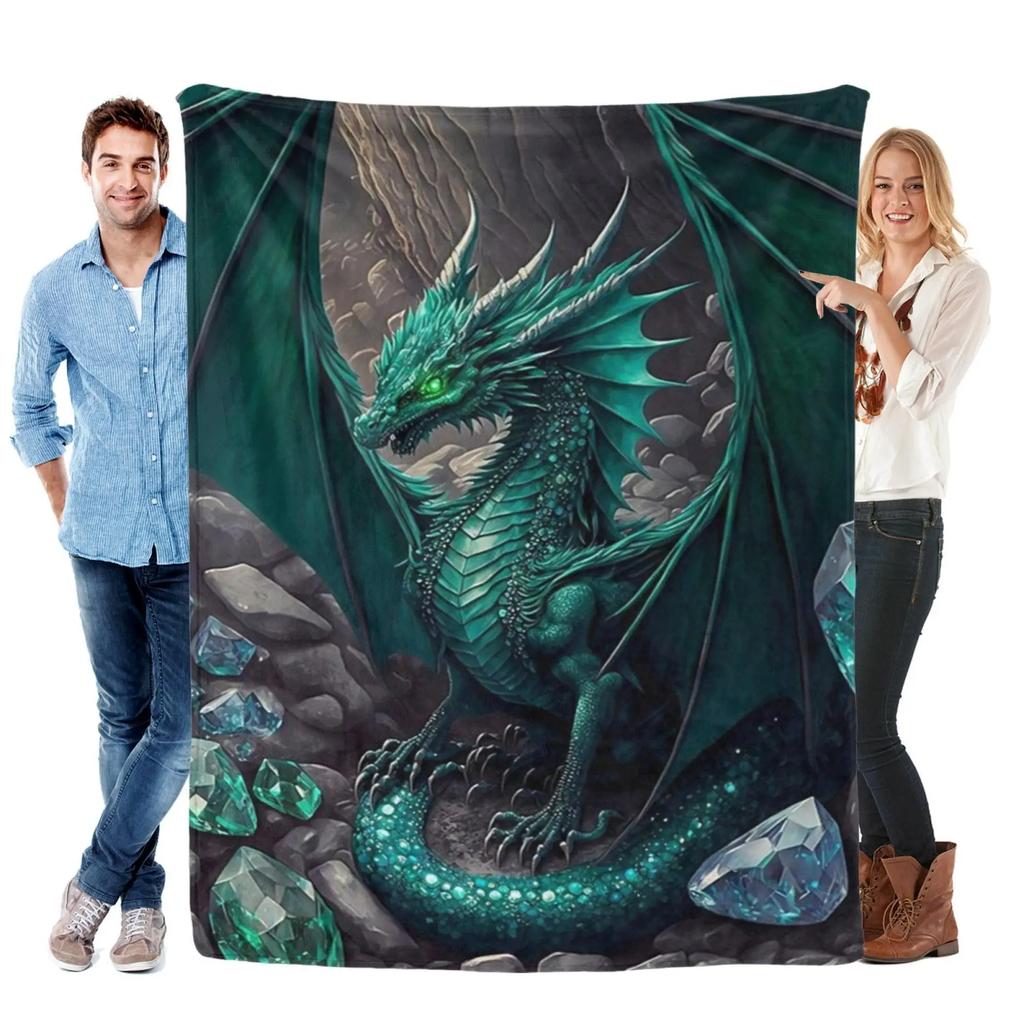 

Dragon Patterned Printed Blanket Lightweight Cashmere Blanket Suitable for Beds Travel Camping Living Rooms Home Decorations