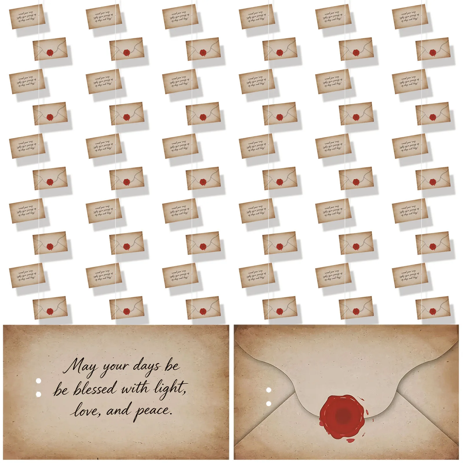6Pc Magic Wizard Floating Acceptance Letter Banner with 60 Envelopes Double Sided Print Magic Wizard Hanging Envelope Home Decor