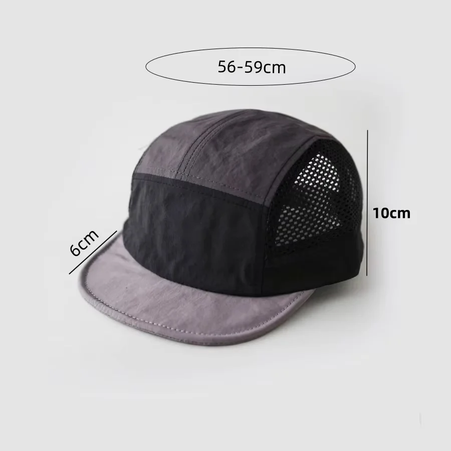 Retro Color-Blocked Breathable Quick-Dry Flat-Brimmed Hat with Adjustable Mesh Fabric, Ideal for Outdoor Activities Like Hiking