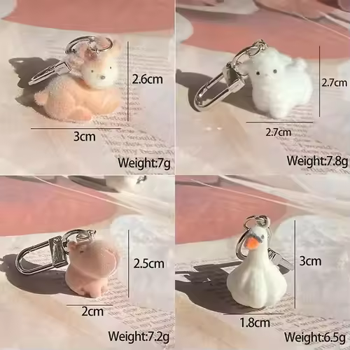 Fluffy Alpaca Elk Capybara Animal Keychains Resin Cartoon Lovely Funny Garlic Goose 3D Doll Pendant Bag Box Car Key Ring Jewelry - Image 2