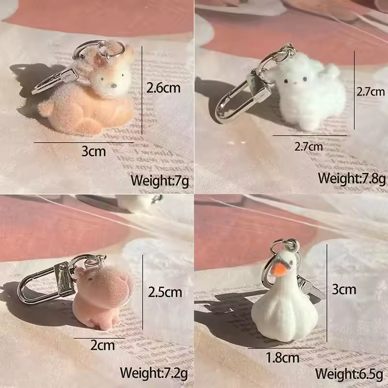 Fluffy Alpaca Elk Capybara Animal Keychains Resin Cartoon Lovely Funny Garlic Goose 3D Doll Pendant Bag Box Car Key Ring Jewelry - Image 2