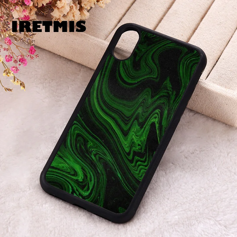 Iretmis Phone Cover Case For iPhone X XS Max XR 11 12 13 PRO MINI 14 15 16 Plus Rubber Silicone Abstract Pattern Marble