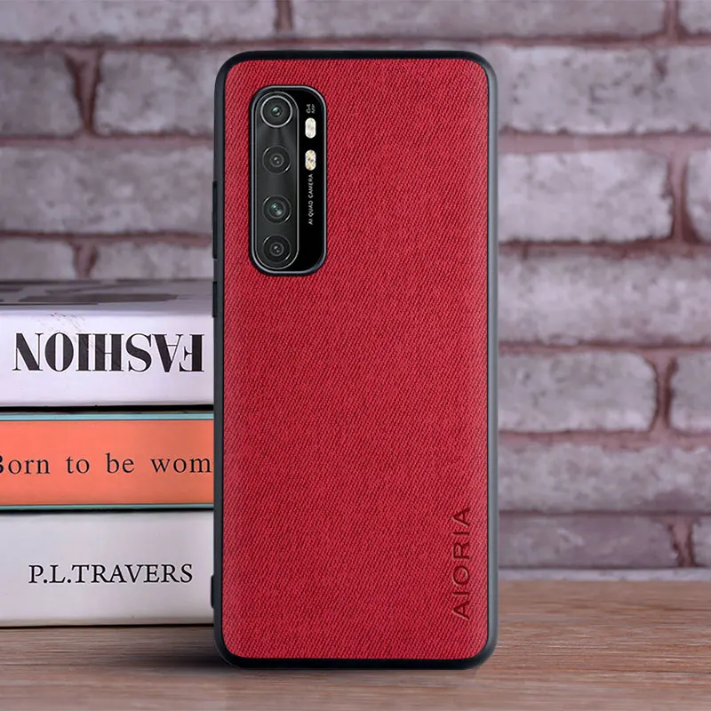 Case for Xiaomi mi note 10 Lite 10 Pro coque Luxury textile Leather skin hard phone cover for Xiaomi mi note 10 lite case funda