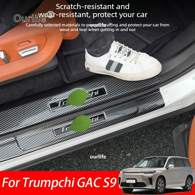 For Trumpchi GAC S9 2026 2025 2027 Car Door Sill Guards ABS Carbon Fiber Protector Threshold Trim Cover Sticker Accessories