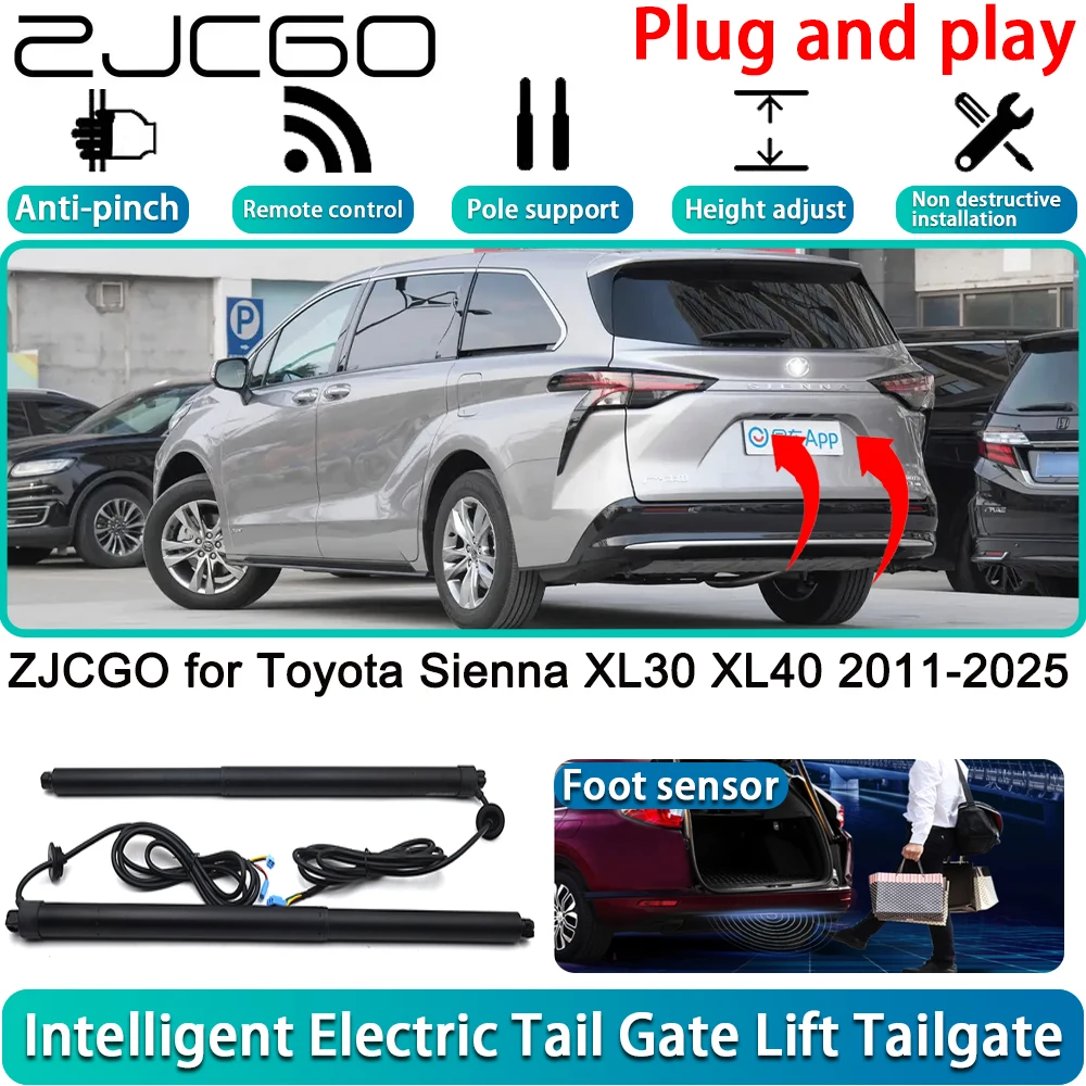 ZJCGO для Toyota Sienna XL30 XL40 2011-2025 электрическая задняя дверь с электроприводом, автоматическая система задней двери с датчиком ноги