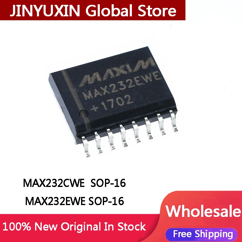 10Pcs MAX232 MAX232CWE MAX232EWE RS-232 transceiver SOP16-7.2 Wide body IC Chip In Stock Wholesale Free Shipping