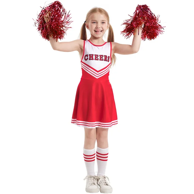 

RT01 3Piece Cute Children's Girl Tank Top Cheerleading Costume Suit Letter Printing Slim Fit Dress Fancy Sports Set Role Pla*Jk2