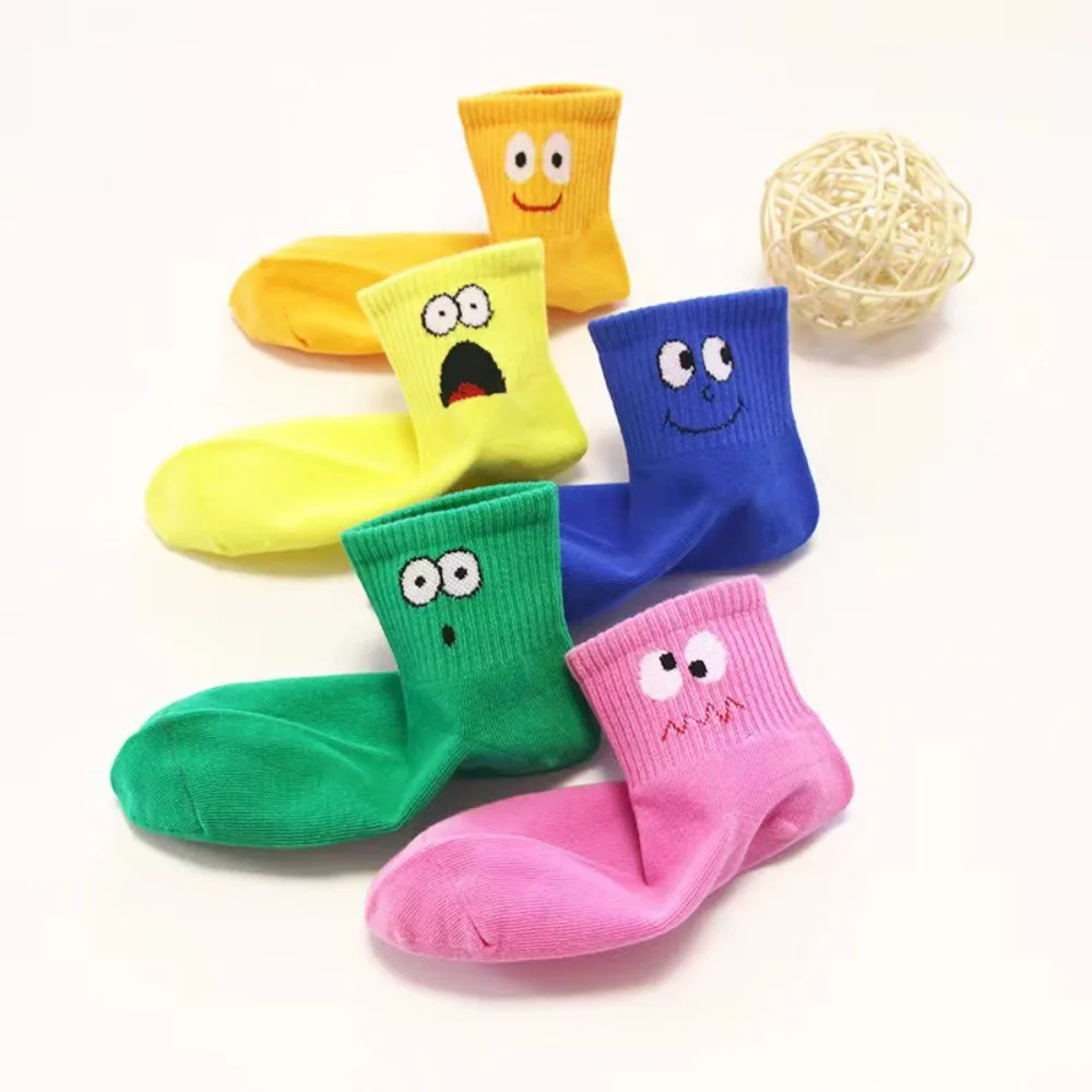 

5pcs Comfortable Funny Face Kids Tights Breathable Short Cylinder Floor Tights Baby Boat Socks