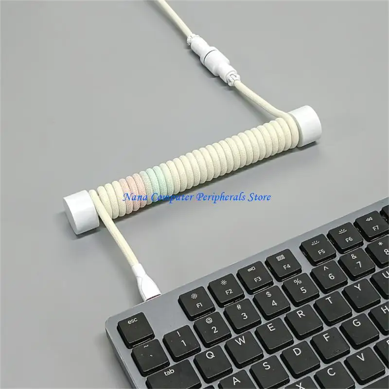

F68C Coiled Keyboard Cable Weight Rod Reel Keep Cables for Desk Neat Tidy